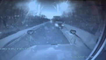 Video shows close call between school bus, semi-truck in Mille Lacs County