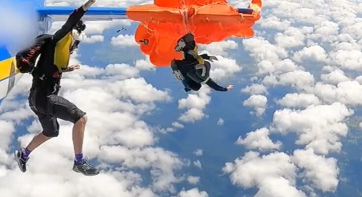 Video: Skydiver Left Dangling Mid-Air As Parachute Caught On Aircraft Tail