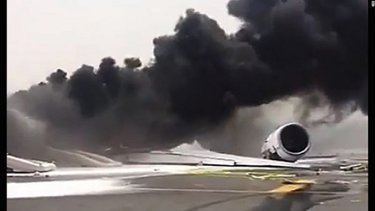 Emirates plane crash-lands with 300 aboard; 1 firefighter killed